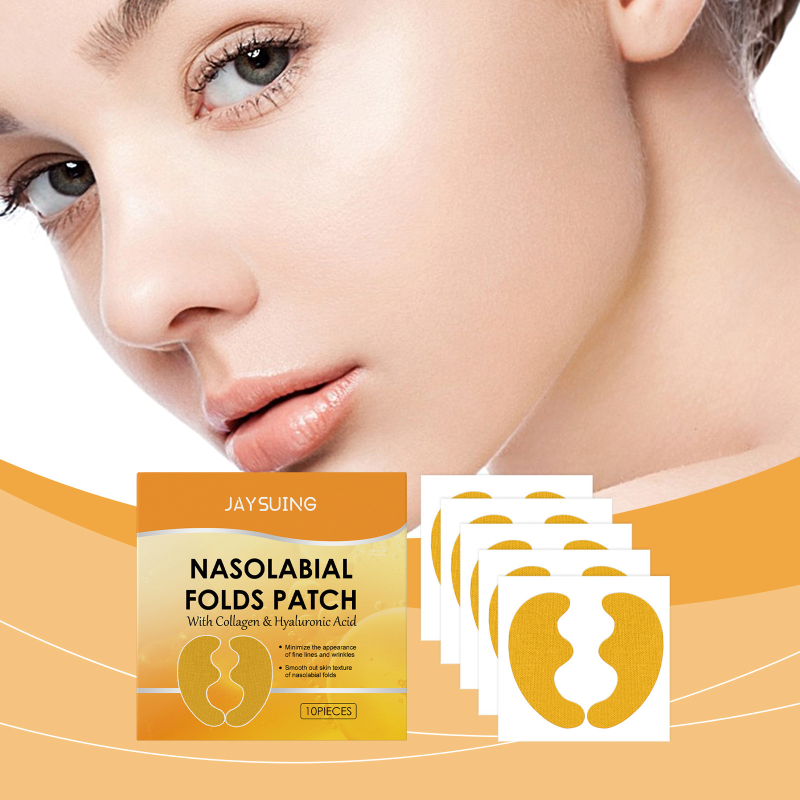 Collagen Under Eye Patches - Patch Anti-rides Hyaluronique pour Plis Nasolabiaux,